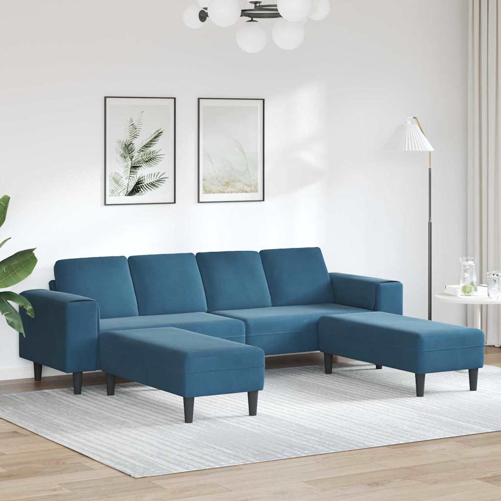 Sofa Set Blue Velvet